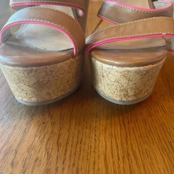 Just Fab cork wedges pink and tan Size 9 GUC! Bin A - Picture 4 of 9